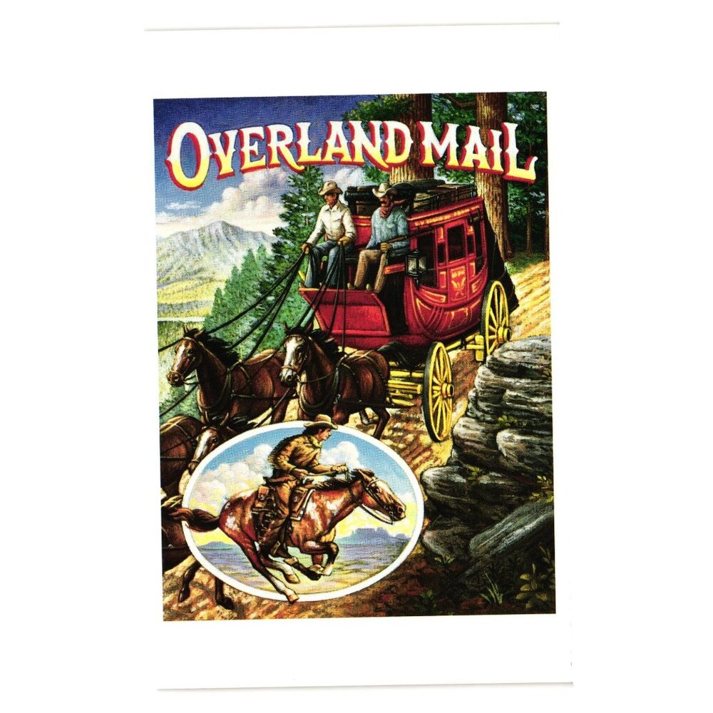 Overland Mail USPS 1993 Postcard Stagecoach Pony Express Old West Collectible